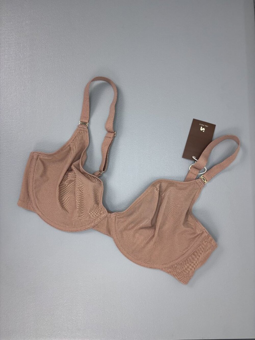 InLyric 34DD tan mesh underwire unlined bra NWT casual loungewear comfort